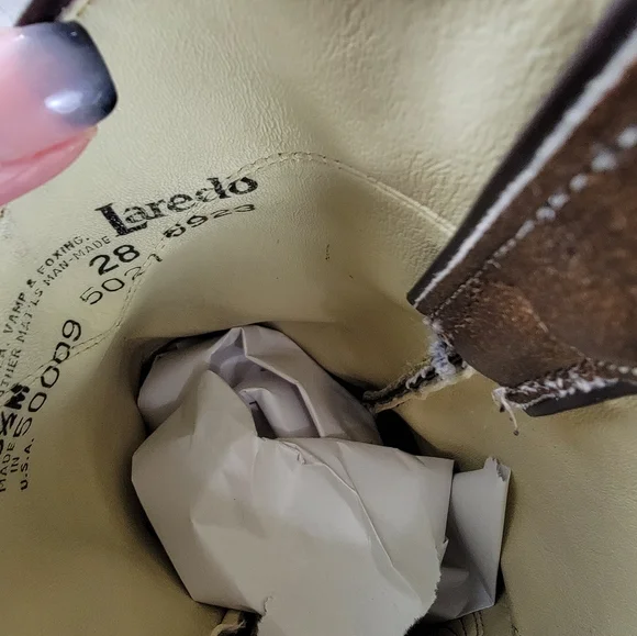 Laredo 2 Tone Brown Leather Western Cowgirl Boots Women's Size 8.5M USA Made - Picture 10 of 16